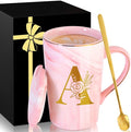 Personalized Ceramic Women Coffee Mug Tea Cup with Lid Heavy Pretty Large Pink Customized Cool Cute Women Birthday Christmas Gift for Her Wife Mother Day Grandma Girlfriend Friend Friendship Unique,A