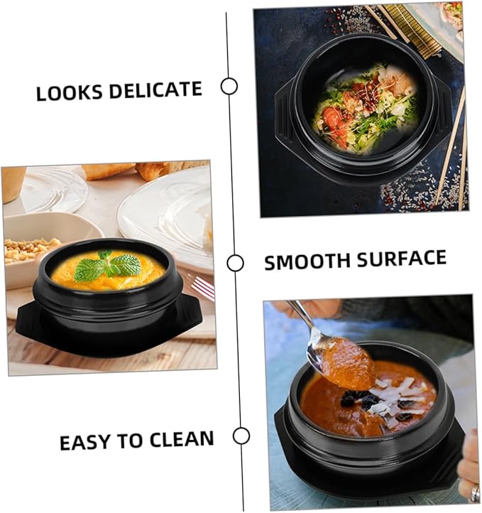 Non-stick Korean Stone Pot for Bibimbap Dolsot Pot Set Ceramic Casserole Heat Resistant Cooking