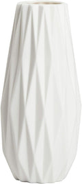 Simple White Ceramic Vase, Modern Home Decoration Porcelain Vase Flower Vase Origami Design, Flower Arrangement Decoration Shooting Props (White)