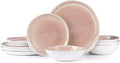 AmorArc Ceramic Dinnerware Sets,Handmade Reactive Glaze Stoneware Plates and Bowls Sets,Highly Scratch Resistant | Dishwasher & Microwave Safe Dishes Set,Service for 4 (12pc)