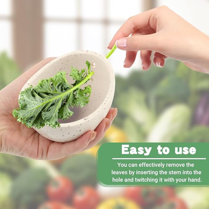 Pottery Herb Stripper Bowl, Handmade Ceramic Herb Peeling Cup with Different Hole Sizes for Separating Leaves and Stems(Color:White)