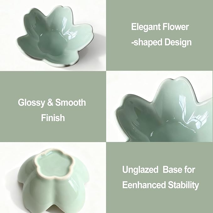 Sage Green Flower Ring Dish Ceramic Jewelry Tray, Small Trinket Dish Ring Bowl Jewelry Holder Organizer for Vanity/Bathroom/Nightstand, Birthday/Xmas/Engagement Gift for Women/Best Friends/Bride