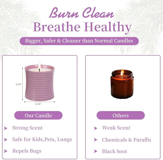 Generic Natural Soy Wax Scented Candle, Purple Ceramic Container Lavender Fragrance, Handmade Luxury Home Decor with Cotton Wick,Purple Ceramic Container, Reusable Jar