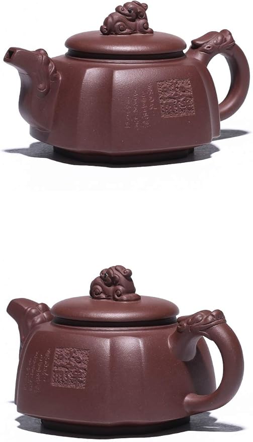 Clay Teapot 10oz Zisha Tea Pot Chinese Dragon Kungfu Tea Set Kettle (purple mud)