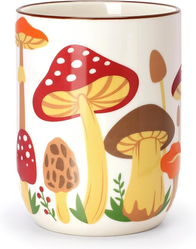 Nefelibata Mushroom Ceramic Utensil Holder Rustic Functional Utensil Crock Kitchen Storage Decor Perfect for Storing Cooking Tools and Cutlery Keep Organized Large Crock for Countertops