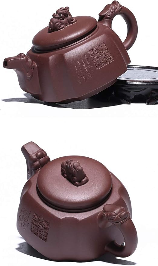 Clay Teapot 10oz Zisha Tea Pot Chinese Dragon Kungfu Tea Set Kettle (purple mud)