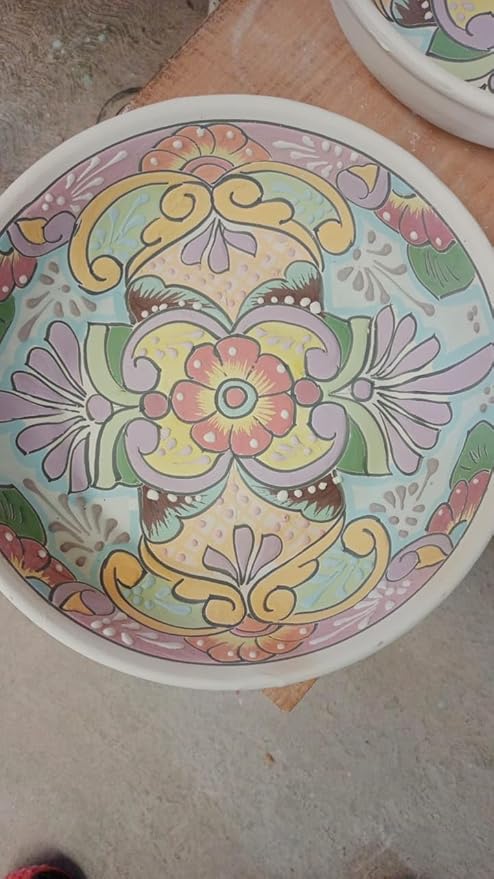 Mexican Talavera Pottery Large Serving Bowl, Handpainted Ceramic Pasta Bowl, Fruit Bowl, Hand Crafted Decorative Bowl for Salad Party Serving Bakeware Handmade Mexico Kitchen Art Unique Gift Platter
