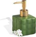 Hand Soap Dispenser Dish Cube Soap Dispenser Countertop 7.44 FL OZ. /220 ML Hand Lotion Pump Bottle Ceramic Lotion Container Liquid Hand Soap Jar Shower Dispenser Kitchen Bathroom Décor (Green)
