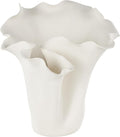 Deco 79 Ceramic Floral Decorative Vase, Abstract Floral Inspired Centerpiece, Flower Vase for Home Decoration, Cream, 10" x 10" x 10"