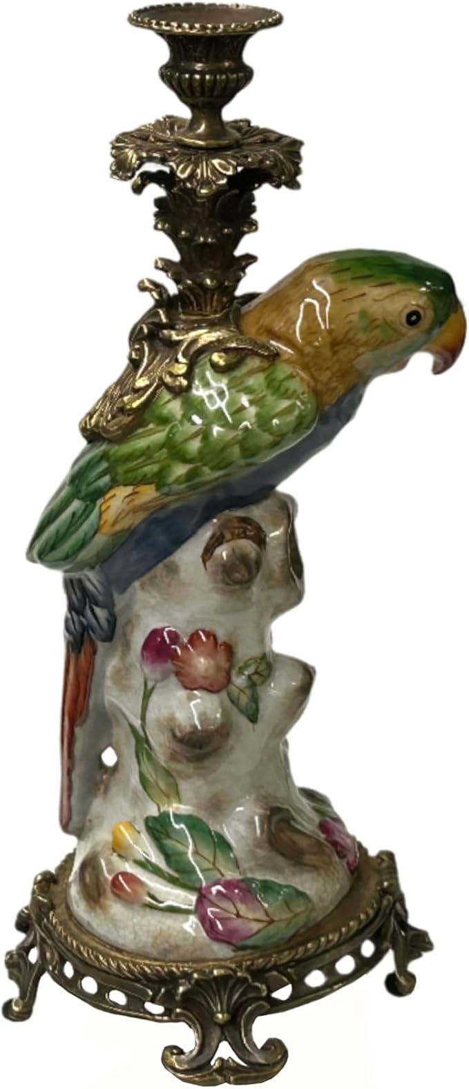Vintage Handmade Ceramic Parrot Figure Candle Holder Aws4356