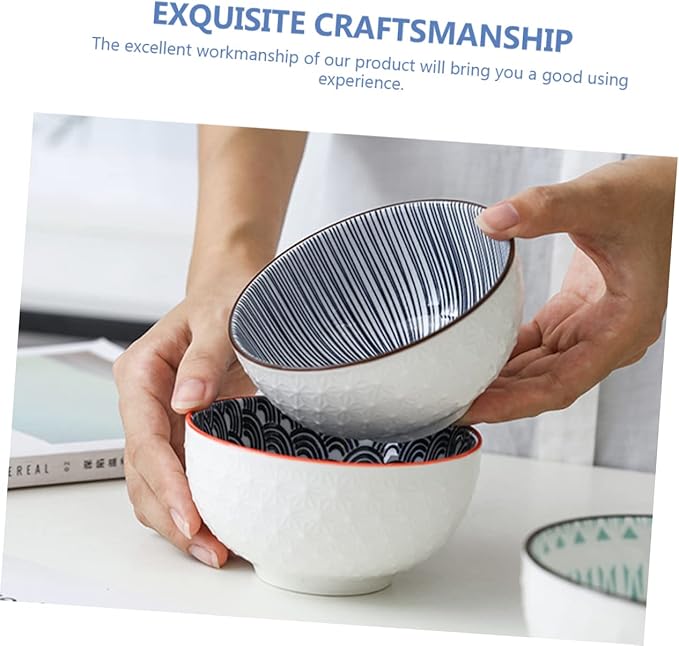 2pcs Ceramic Noodle and Salad Bowl Delicate Food Serving Bowls for Home Kitchen for Soup Ramen and Fruit Design for Dining and Entertaining