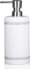 17 OZ Hand Liquid&Lotion Soap Dispenser Pump Bottle Ceramic White for Kitchen Bathroom Countertop Laundry Room Holds Dish Soap Shampoo Laundry Liquid Shower Gel (Inlaid Rhinestone) (White)