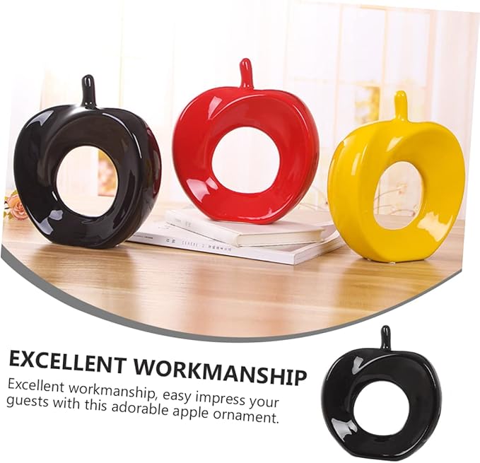 PRETYZOOM 1pc Ceramic Apple Figurine Sculpture Handmade Decorative Ornament for Desktop Decor Adorable Home Accent Present for Housewarming and Special Occasions Design