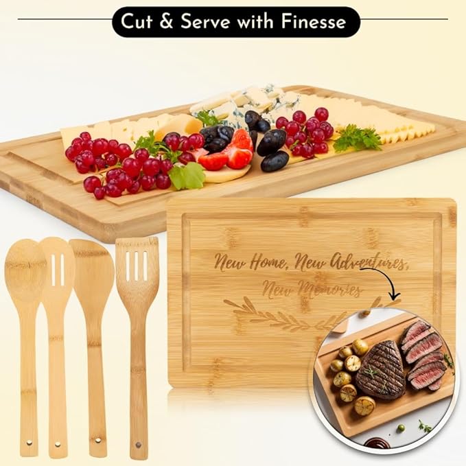 Happy Banana House Warming Gifts New Home – Home Essentials for New Home Gift Set Includes Scented Candle, Bamboo Cutting Board, Soap Set, Towels, Salt and Pepper Shaker – Luxury New House Must Haves