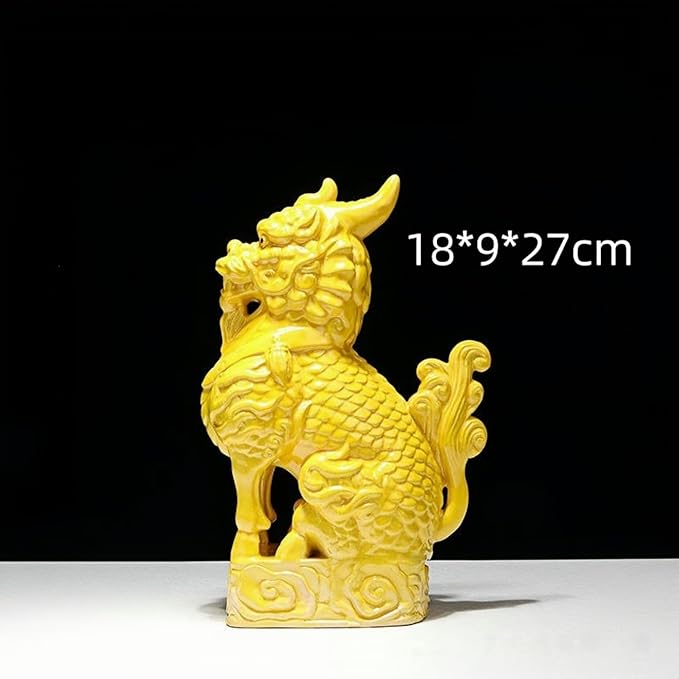 Sculptures/Statues Auspicious Kirin Sculpture Living Room Study Desk Decoration Feng Shui Ornaments Asian Art Collection - Golden