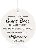 Boss Gifts for Women Men, Gifts for Boss Female Male Christmas Cermic Ornament for Boss, Thank You Appreciation Gift for Manager, Leader, Supervisor, Retirement Farewell Hanging Keepsake