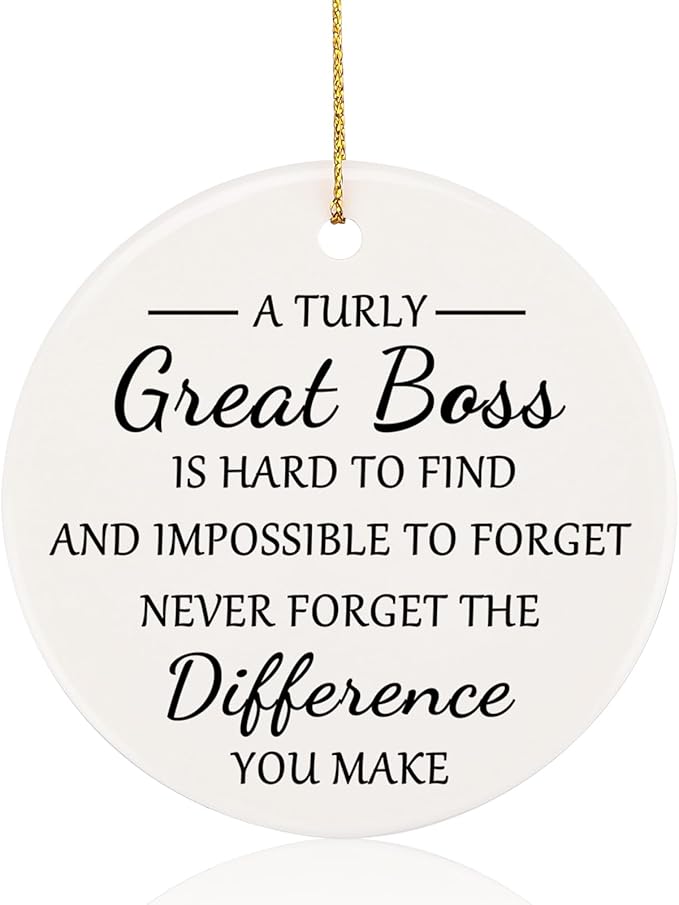 Boss Gifts for Women Men, Gifts for Boss Female Male Christmas Cermic Ornament for Boss, Thank You Appreciation Gift for Manager, Leader, Supervisor, Retirement Farewell Hanging Keepsake