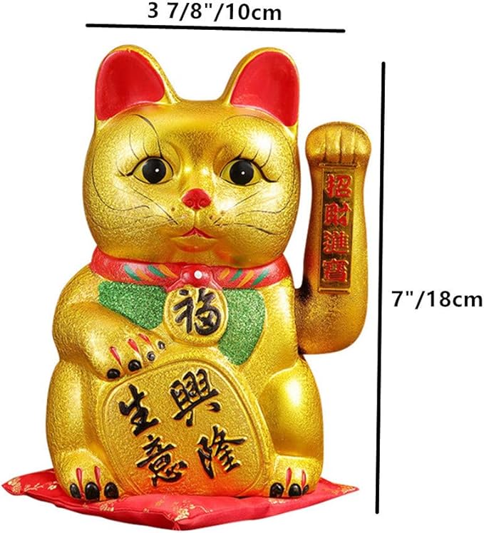 Luck Cat-Waving Arm Cat 7 Inches Gold Business is Booming Lucky Cat Opening Gifts,Chinese Feng Shui Deoration Cat for Home Office for Home Office