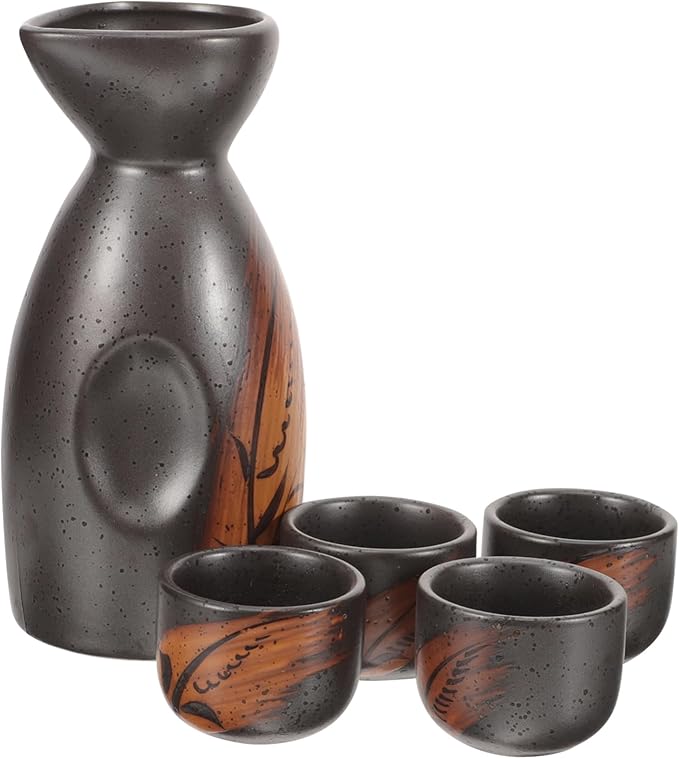 Cabilock 1set Japanese Sake Set Traditional Porcelain Sake Pot and Cups Ceramic Drinkware for Water Elegant Design for Home Use Gifting