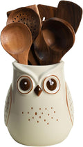 SOCOSY Owl Ceramic Kitchen Utensil Holder For Countertop, Cooking Utensil Crock Holder Spatula Holder