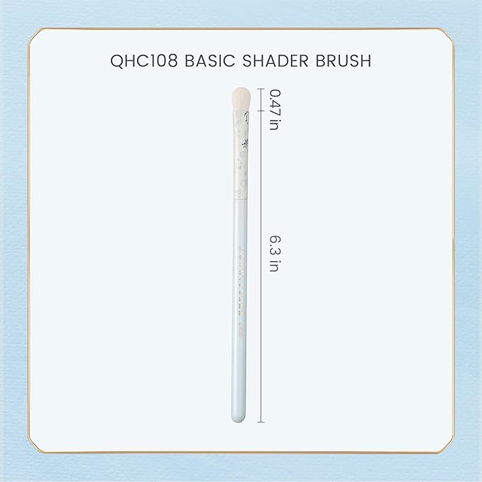 Indigo Artisan QHC 108 Small Blending Brush - Blue Lacquered Wood Handle & Ceramic-Print Ferrule, Soft Nylon Bristles for Blending Powder/Cream Makeup