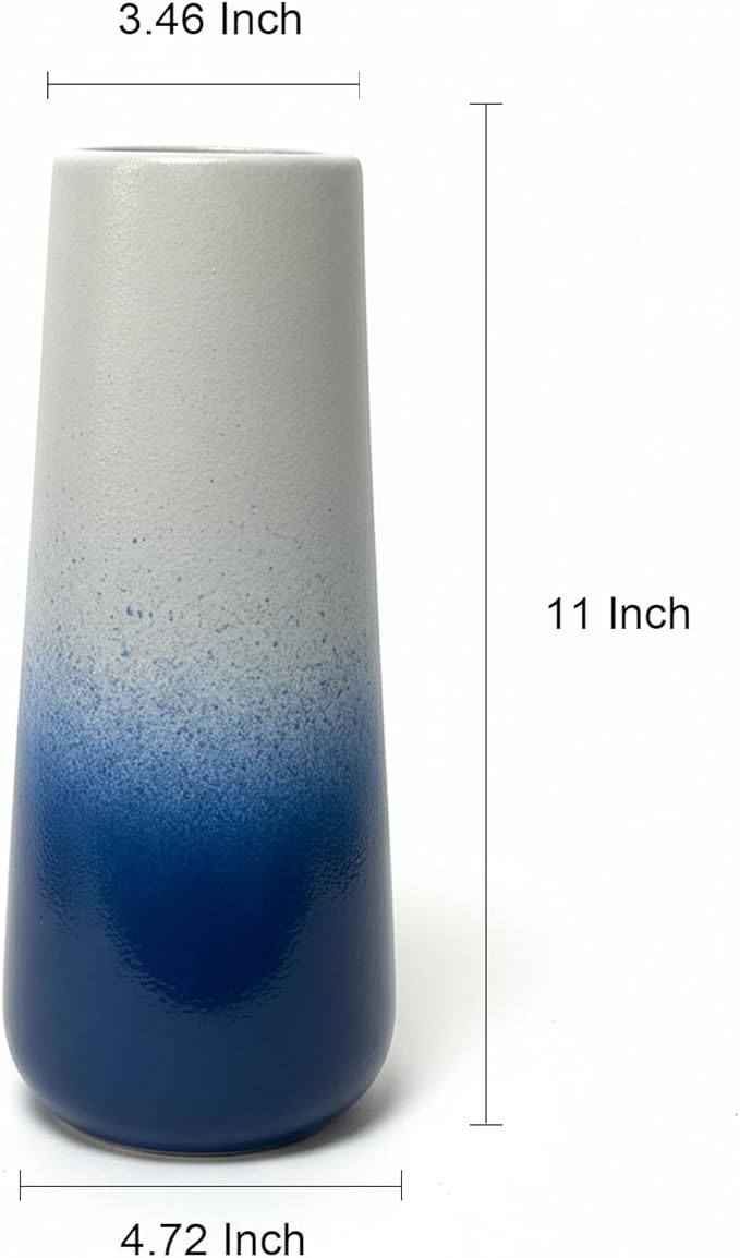 11 Inch Vase Ceramic Vase, Big Flower Vases for Modern Farmhouse, Room, Home, Kitchen, Housewarming, Coffee, Table, Boho, Shelf, Vintage, Bookshelf, Dinning, Office, Coffee Home Decor (Gradient Blue)
