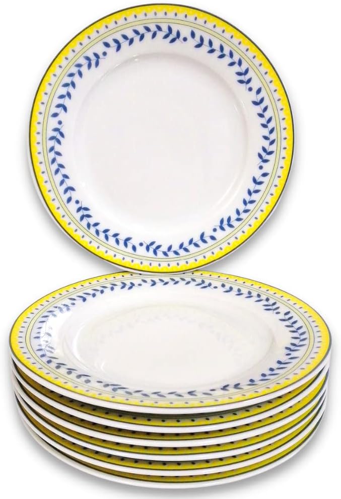 Braque Ceramic Dessert Plates Set of 6, 6-inch Dish Set - Dessert, Salad, Appetizer, Small Dinner Serving Plate-Microwave, Oven & Dishwasher Safe, Scratch Resistant-Kitchen Porcelain Dish-Olive Vine