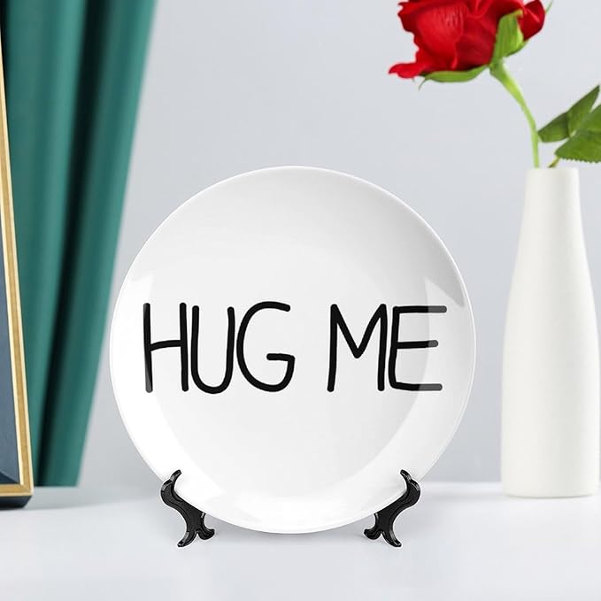 Decorative Plate Hug-me Custom Decor for Home Farmhouse Household Wedding Porcelain Dessert Plate Set with Vertical Stand, Multi Sizes by Choosing, Gifts for Men Women