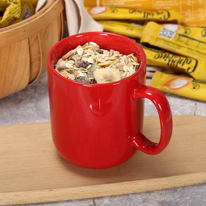 Smilatte 20 OZ Large Coffee Mug, M016 Plain Ceramic Boss Big Tea Cup with Handle for Dad Men, Red