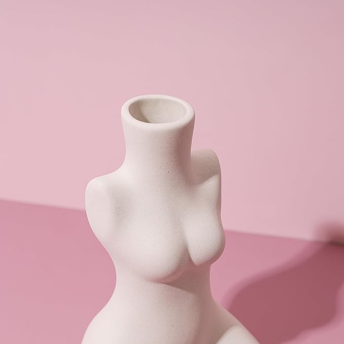 Elegant Female Torso Ceramic Vase – Minimalist Abstract Body Sculpture for Home, Office, and Living Room Décor – Modern Aesthetic, Perfect for Floral Arrangements, Dried Flowers, Standalone Art Piece.