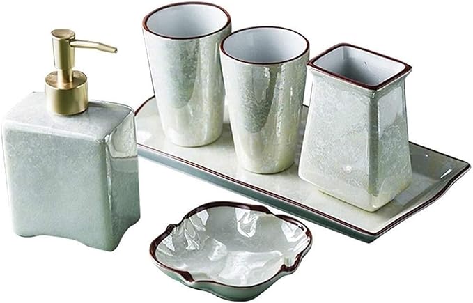 Bathroom Accessory Bathroom Accessories Sets Chinese Style 6-Piece Ceramic Accessory Set Soap Dispenser Sets