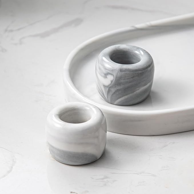 Yundu Mini Ceramics Toothbrush Holders Stand for Bathroom Vanity Countertops,Creative Marble Ceramics Toothbrush Holders Set of 2