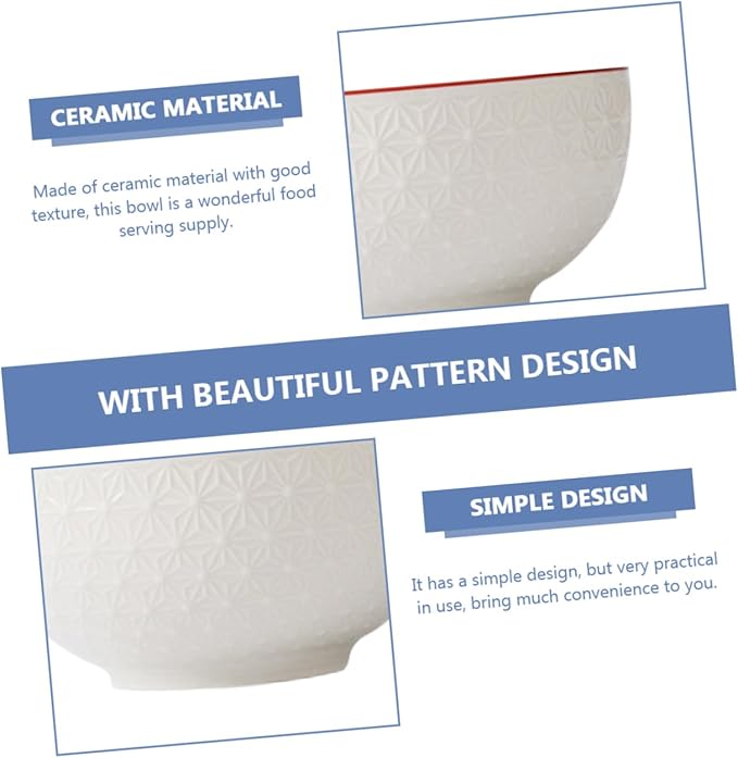 YARNOW 2pcs Decorative Ceramic Serving Bowls Multifunctional Salad Soup and Noodle Bowls Elegant Relief Design for Home Kitchen and Dining Room Use