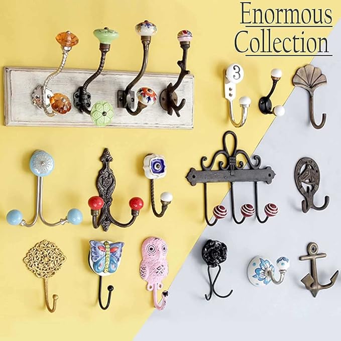 IndianShelf 3 Packs Ceramic, Zinc Decorative Cute Hooks for Hanging Coats, Jackets, Leash, Hat, Towel, Backpack, Purse, Handbag : White