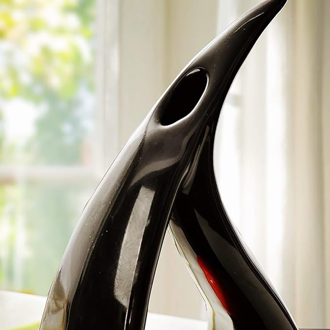 11 x 6 Inch Modern Abstract Sculpture Statue, Office Home Decor Ornament Ceramic Figures, Black