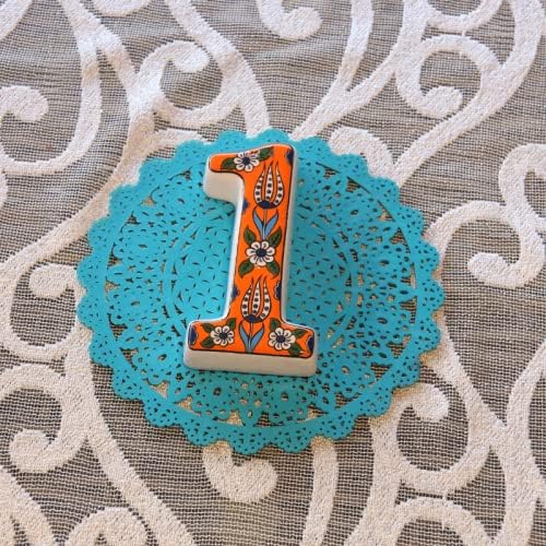 Large Ceramic Housewarming Sign Ceramic Address Plaque House Numbers Sign Door Personalized Coloured Decorative Hand Decoratede Housewarming Gifts Tulip Design 12 * 9 cm (Orange, 1)