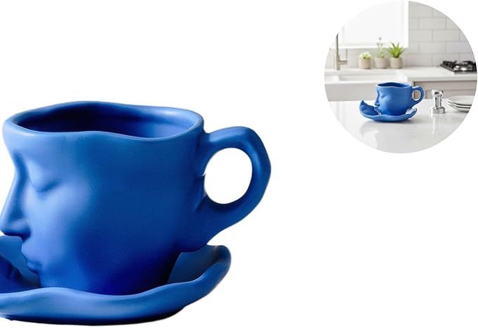 Artistic Ceramic Coffee Mug with Sculptural Face Design for Home Decor and Gift Giving