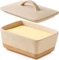NUTRIUPS Ceramic Butter Dish with Lid for Countertop, Vintage European Butter Holder with Lid, Covered Butter Dish,Holds 1 Stick (Cheese Color, Uniform size)