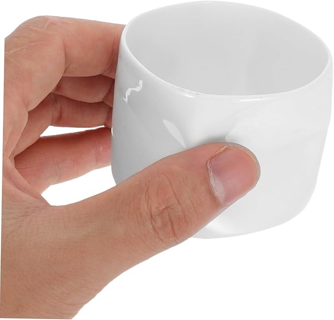 Mobestech Chinese Cup: Mini White Porcelain Irregular Shape Candle Holder Ceramic Serving Cup Mini Bowl