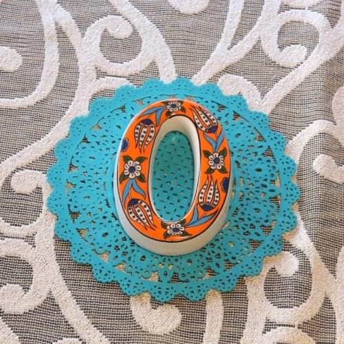 Large Ceramic Housewarming Sign Ceramic Address Plaque House Numbers Sign Door Personalized Coloured Decorative Hand Decoratede Housewarming Gifts Tulip Design 12 * 9 cm (Orange, 0)