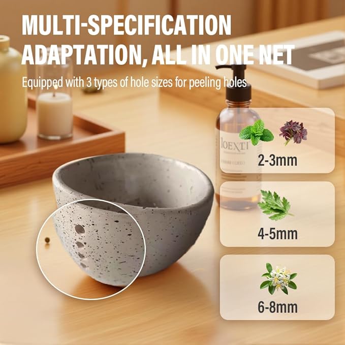 Pottery Herb Stripper Bowl, Handmade Ceramic Herb Peeling Cup with Different Round Hole Sizes for Efficient Leaf Removal, Ideal for Parsley, Cilantro, Rosemary & Cooking Salads (A)