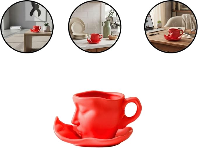Artistic Ceramic Coffee Mug with Sculptural Face Design for Home Decor and Gift Giving