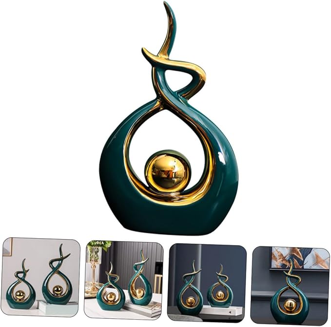 Happyyami Abstract Art Ceramic Figurine Modern Decorative Sculpture for Living Room Dining Table Centerpiece Housewarming Unique Home Decor Simple Style Integration