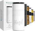 Elemental Personalized Artisan Insulated Tumbler, Triple Wall Coffee Travel Tumbler, Reusable Stainless Steel Coffee Tumbler with Ceramic Lid, Thermal Coffee Cups for Hot & Cold 16oz - Matte White