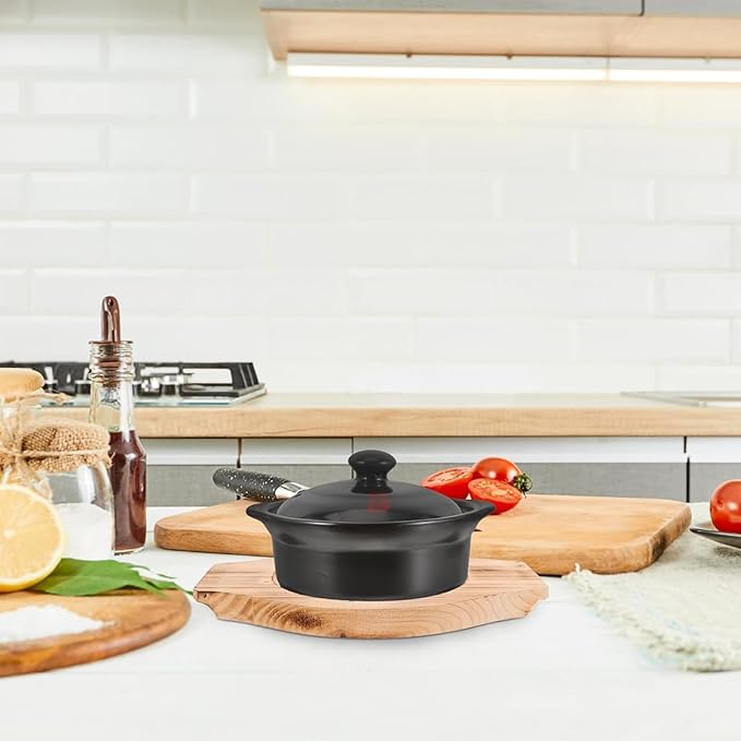 2pcs Korean Stone Bowl Trivet Wooden Trivets for Hot Dishes Hot Pot Base Wood Serving Tray Casserole Ceramic Pot Mat Cup Coasters for Home Restaurant Cooking Soup & Food (Inner Circle: 15.5cm)