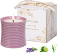 Generic Natural Soy Wax Scented Candle, Purple Ceramic Container Lavender Fragrance, Handmade Luxury Home Decor with Cotton Wick,Purple Ceramic Container, Reusable Jar