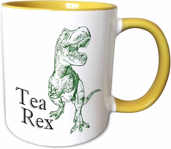 3dRose Tea Rex. 11oz Two-Tone Yellow Mug