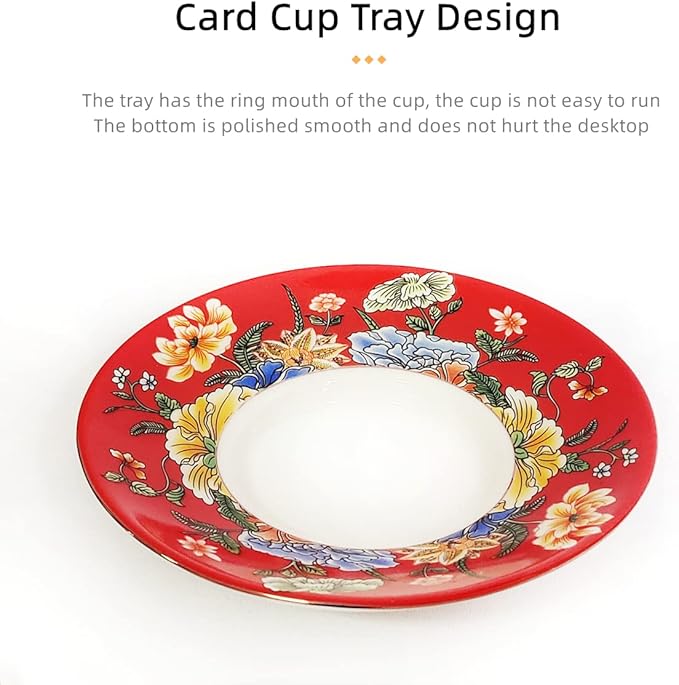 Porcelain Chinese Tea Cup,Asian Ceramic Tea Cups with Lid and Saucer,Chinese Kungfu Teamug Set Handleless Traditional Gaiwan (10oz Red)