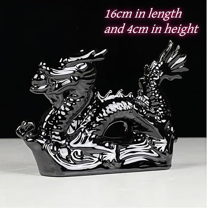 Home Decoration Sculpture Ceramic Zodiac Dragon Sculpture Asian Feng Shui Ornaments Symbolize Power and Nobility Black
