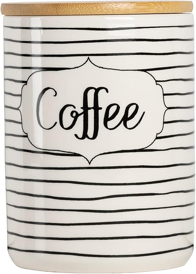 10 Strawberry Street Everyday Coffee, Sugar, Flour 3 Piece Canister Set, White/Black